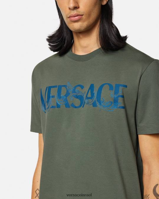 גברים Versace ירוק חולצת טריקו עם צללית בארוקו הַלבָּשָׁה N8T21368