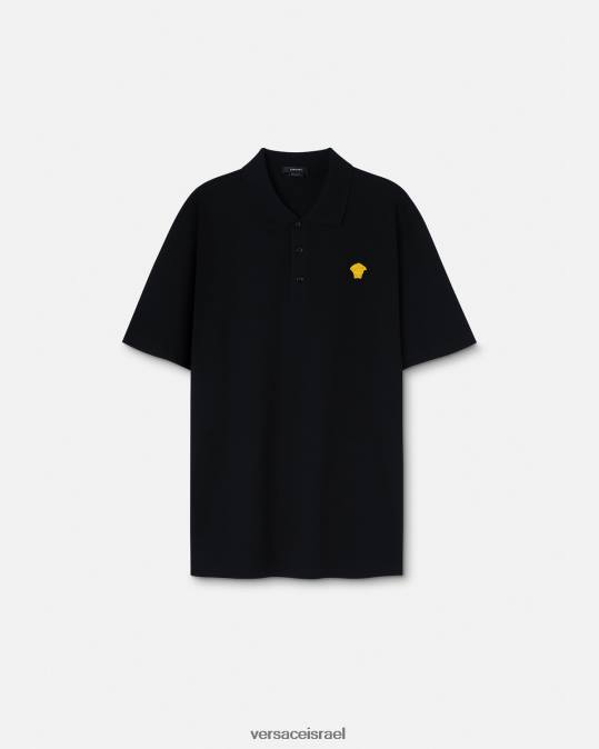 גברים Versace שָׁחוֹר חולצת פולו עם שרוולים קצרים של מדוזה הַלבָּשָׁה N8T21373