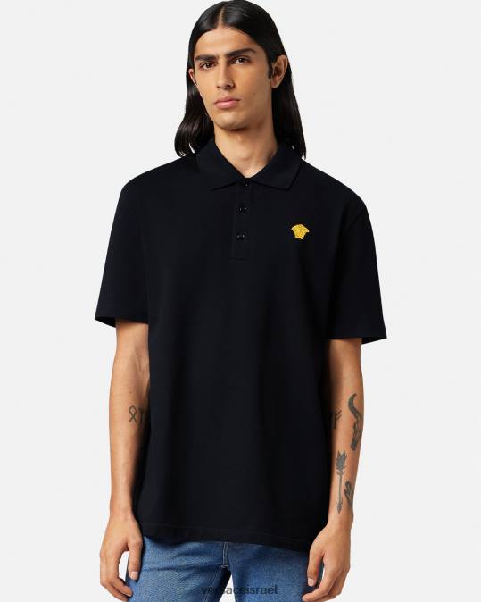 גברים Versace שָׁחוֹר חולצת פולו עם שרוולים קצרים של מדוזה הַלבָּשָׁה N8T21373