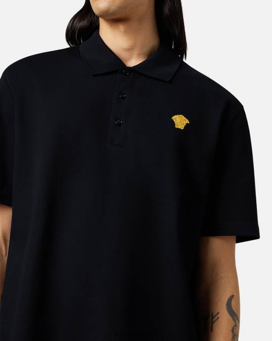 גברים Versace שָׁחוֹר חולצת פולו עם שרוולים קצרים של מדוזה הַלבָּשָׁה N8T21373
