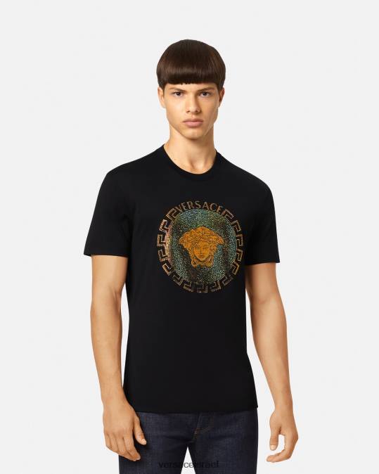 גברים Versace שָׁחוֹר חולצת טריקו מדוזה קריסטל הַלבָּשָׁה N8T21374