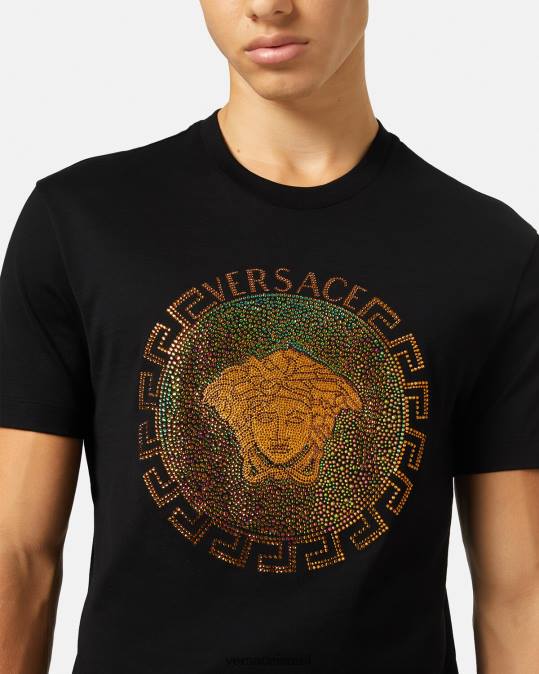 גברים Versace שָׁחוֹר חולצת טריקו מדוזה קריסטל הַלבָּשָׁה N8T21374