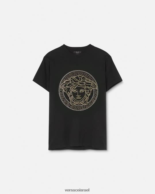 גברים Versace שָׁחוֹר חולצת טריקו עם לוגו מדוזה מעוטרת הַלבָּשָׁה N8T21377