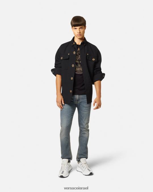 גברים Versace שָׁחוֹר חולצת טריקו עם לוגו מדוזה מעוטרת הַלבָּשָׁה N8T21377