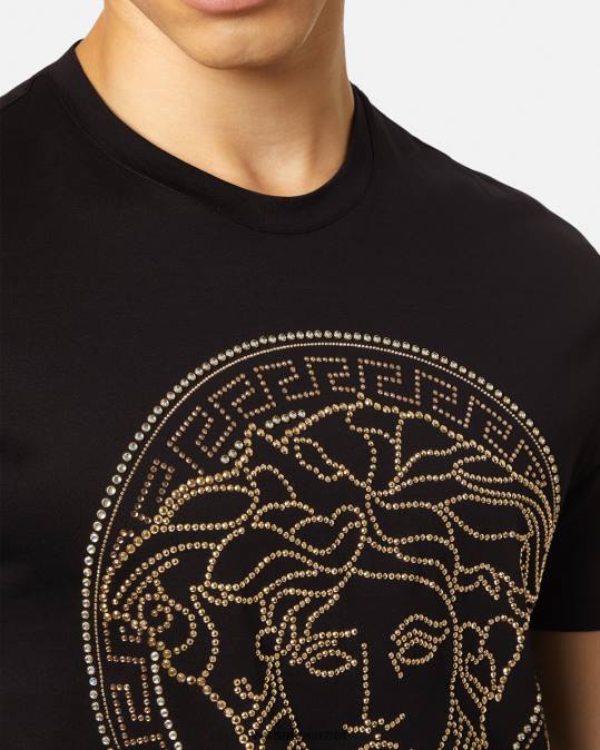 גברים Versace שָׁחוֹר חולצת טריקו עם לוגו מדוזה מעוטרת הַלבָּשָׁה N8T21377