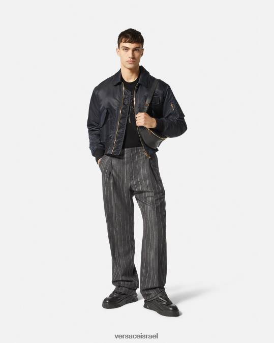 גברים Versace שָׁחוֹר חולצת טריקו צללית בארוקו הַלבָּשָׁה N8T21378