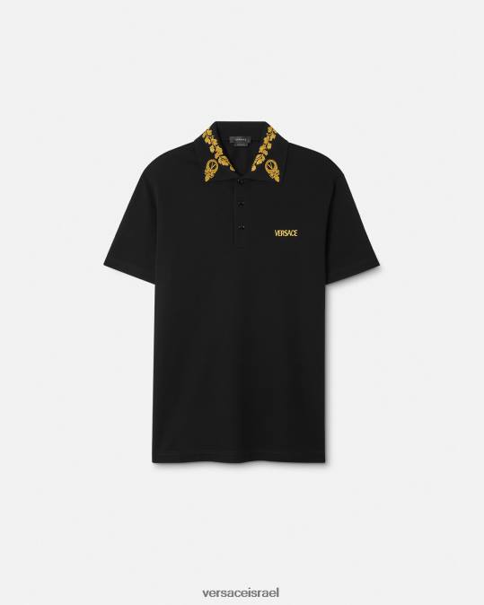 גברים Versace שָׁחוֹר חולצת פולו בארוק מסצ'רה הַלבָּשָׁה N8T21389