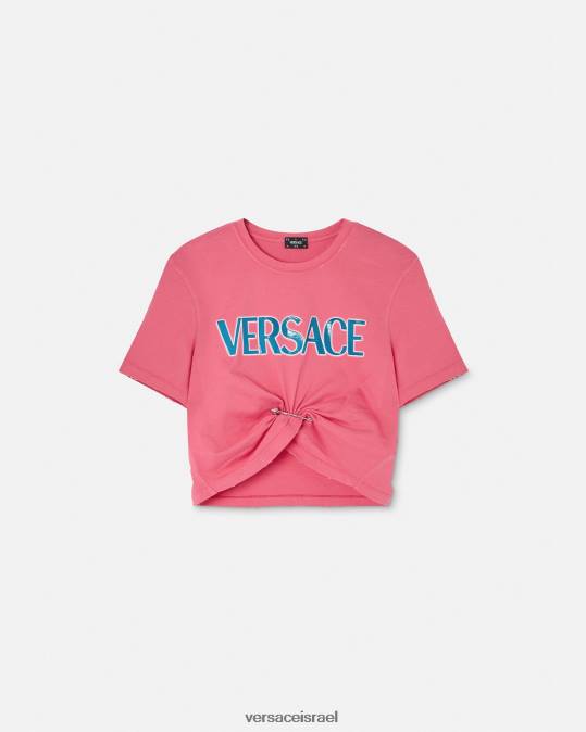 נשים Versace וָרוֹד חולצת לוגו סיכת ביטחון הַלבָּשָׁה N8T2139