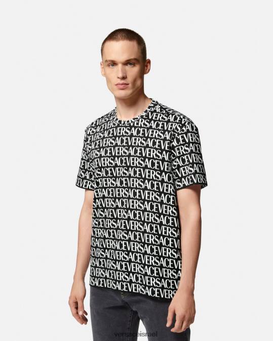 גברים Versace שחור & הדפס חולצת טריקו בכל אובר הַלבָּשָׁה N8T21390