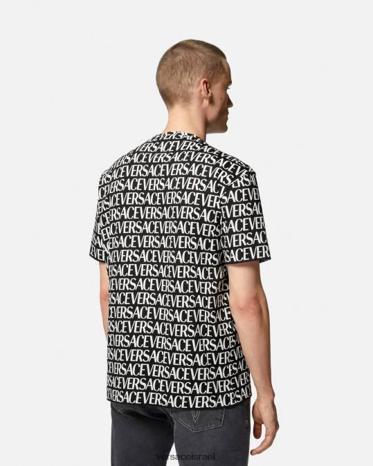 גברים Versace שחור & הדפס חולצת טריקו בכל אובר הַלבָּשָׁה N8T21390