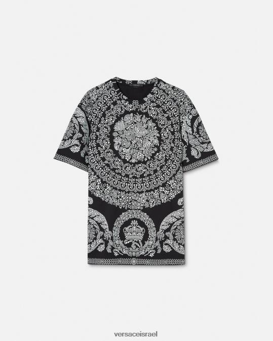 גברים Versace שָׁחוֹר חולצת טריקו צללית בארוקו הַלבָּשָׁה N8T21392
