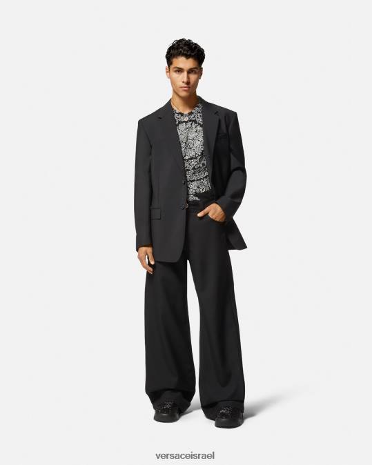 גברים Versace שָׁחוֹר חולצת טריקו צללית בארוקו הַלבָּשָׁה N8T21392