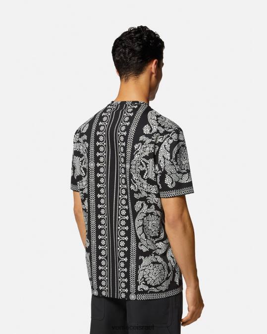 גברים Versace שָׁחוֹר חולצת טריקו צללית בארוקו הַלבָּשָׁה N8T21392
