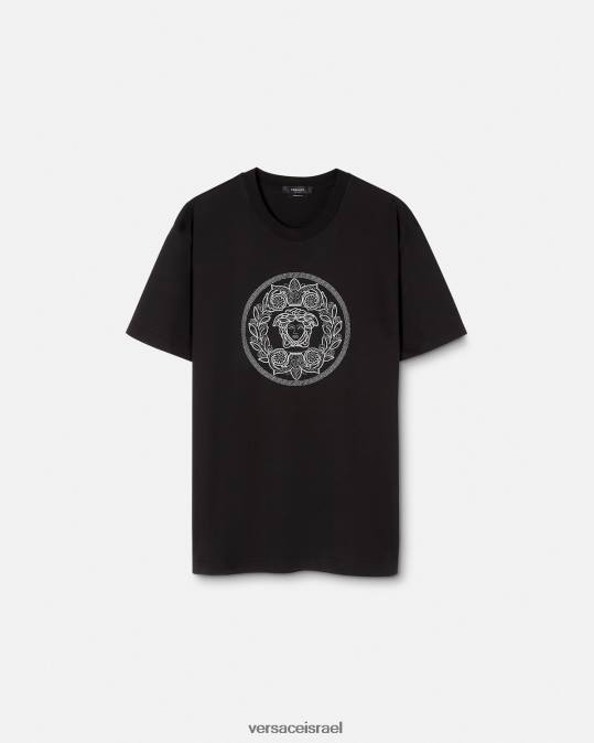 גברים Versace שָׁחוֹר חולצת טריקו מדוזה רקומה הַלבָּשָׁה N8T21396
