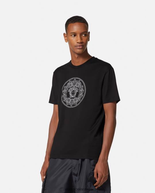 גברים Versace שָׁחוֹר חולצת טריקו מדוזה רקומה הַלבָּשָׁה N8T21396