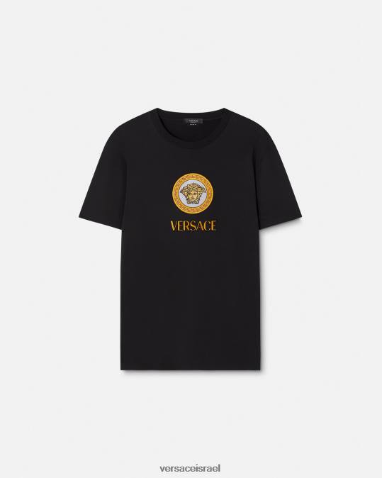 גברים Versace שָׁחוֹר חולצת טריקו עם לוגו מדוזה רקומה הַלבָּשָׁה N8T21399