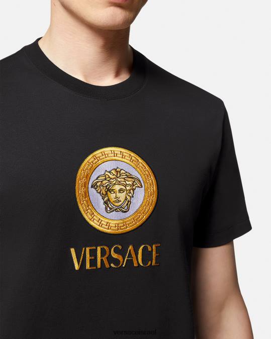 גברים Versace שָׁחוֹר חולצת טריקו עם לוגו מדוזה רקומה הַלבָּשָׁה N8T21399