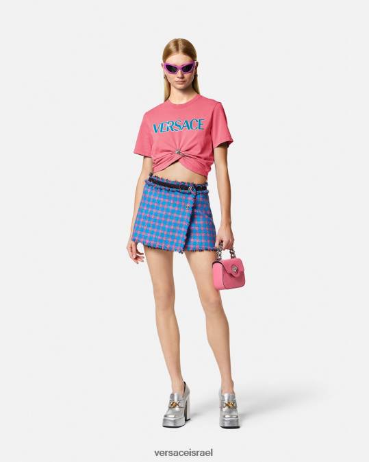 נשים Versace וָרוֹד חולצת לוגו סיכת ביטחון הַלבָּשָׁה N8T2139