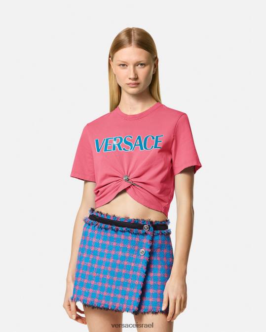 נשים Versace וָרוֹד חולצת לוגו סיכת ביטחון הַלבָּשָׁה N8T2139