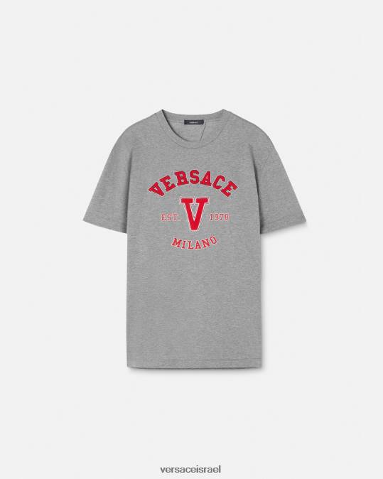 גברים Versace אפור חולצת טי של לוגו של האוניברסיטה הַלבָּשָׁה N8T21403