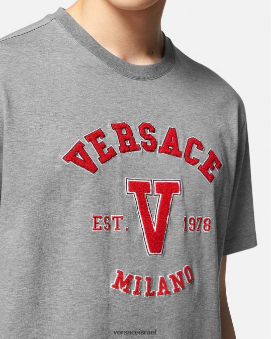גברים Versace אפור חולצת טי של לוגו של האוניברסיטה הַלבָּשָׁה N8T21403