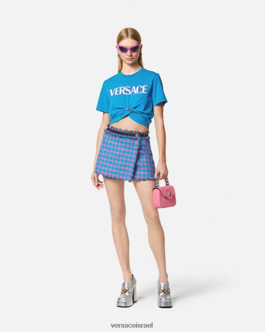 נשים Versace כְּחוֹל חולצת לוגו סיכת ביטחון הַלבָּשָׁה N8T2140