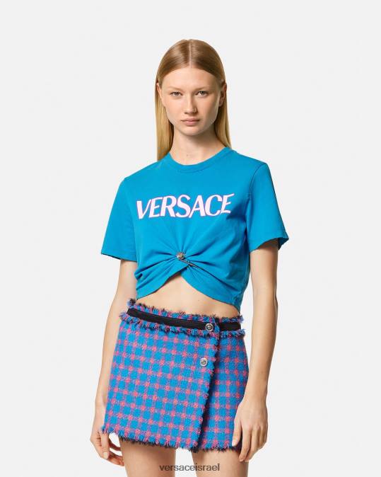 נשים Versace כְּחוֹל חולצת לוגו סיכת ביטחון הַלבָּשָׁה N8T2140