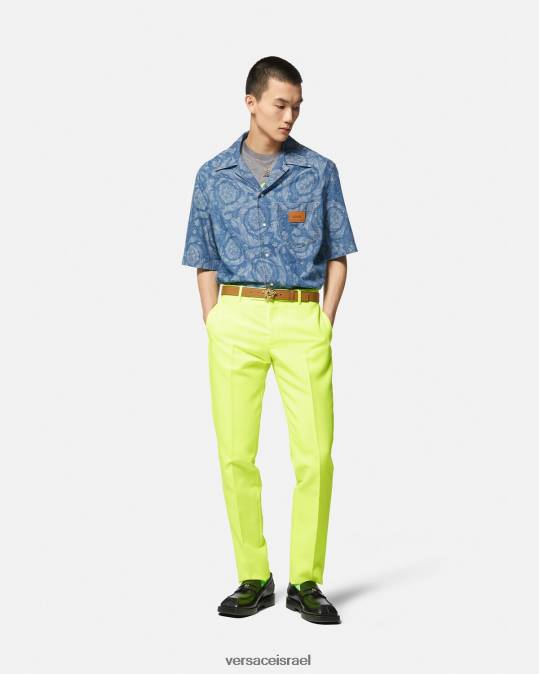 גברים Versace אפור חולצת טריקו עם לוגו רקום ברוק הַלבָּשָׁה N8T21410