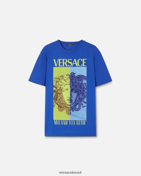 גברים Versace כְּחוֹל חולצת טריקו גרפית מדוזה הַלבָּשָׁה N8T21411
