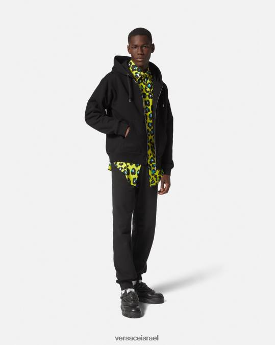 גברים Versace שָׁחוֹר קפוצ'ון עם רוכסן לוגו הַלבָּשָׁה N8T21413