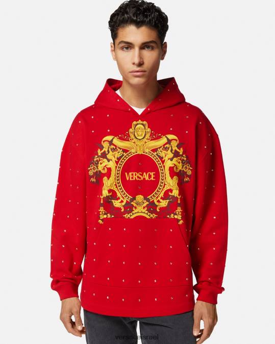 גברים Versace אָדוֹם קפוצ'ון רשת קריסטל בארוק הַלבָּשָׁה N8T21421