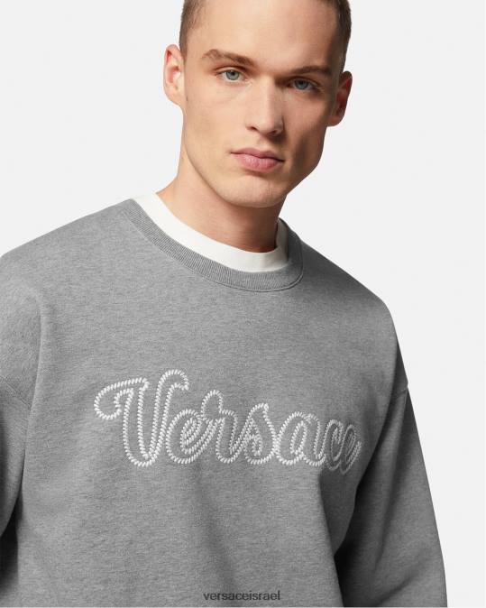 גברים Versace אפור סווטשירט לוגו של האוניברסיטה הַלבָּשָׁה N8T21424