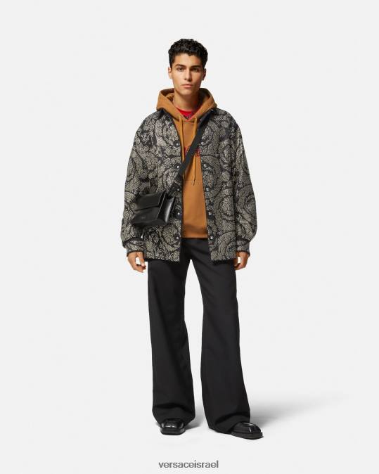 גברים Versace תפוז קפוצ'ון משובץ לוגו ורסיטי הַלבָּשָׁה N8T21426