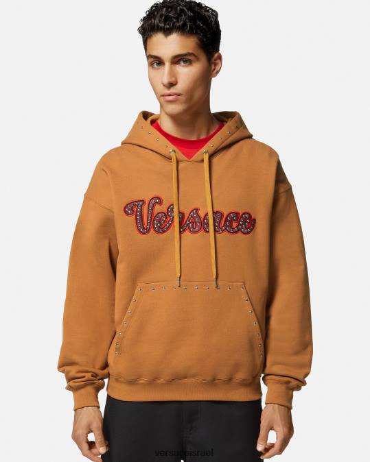 גברים Versace תפוז קפוצ'ון משובץ לוגו ורסיטי הַלבָּשָׁה N8T21426