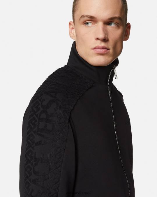גברים Versace שָׁחוֹר סווטשירט טרי עם רוכסן לוגו הַלבָּשָׁה N8T21427