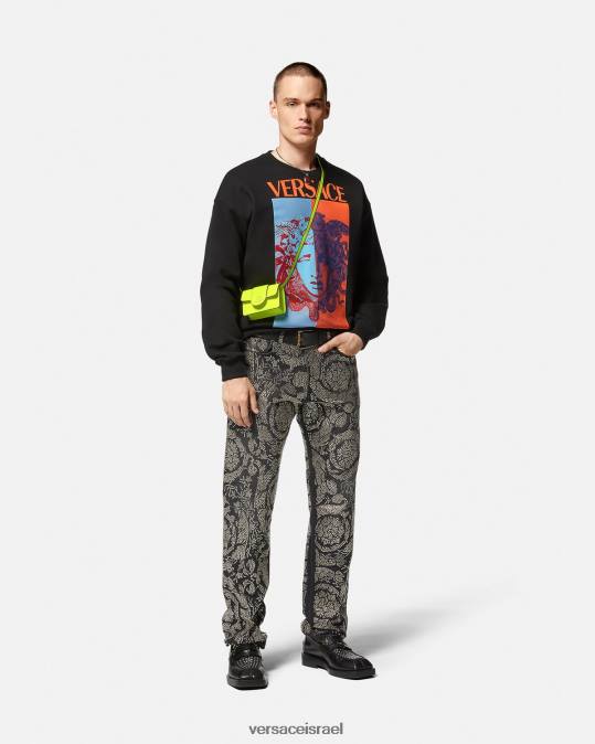 גברים Versace שָׁחוֹר סווטשירט גרפי מדוזה הַלבָּשָׁה N8T21428