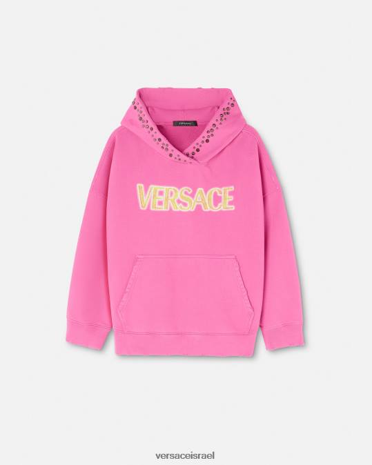 נשים Versace וָרוֹד קפוצ'ון לוגו מצוקה משובץ הַלבָּשָׁה N8T2143