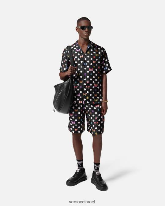 גברים Versace צבע אחד מכנסי משי קצרים של פרפרים הַלבָּשָׁה N8T21432