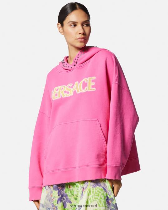 נשים Versace וָרוֹד קפוצ'ון לוגו מצוקה משובץ הַלבָּשָׁה N8T2143