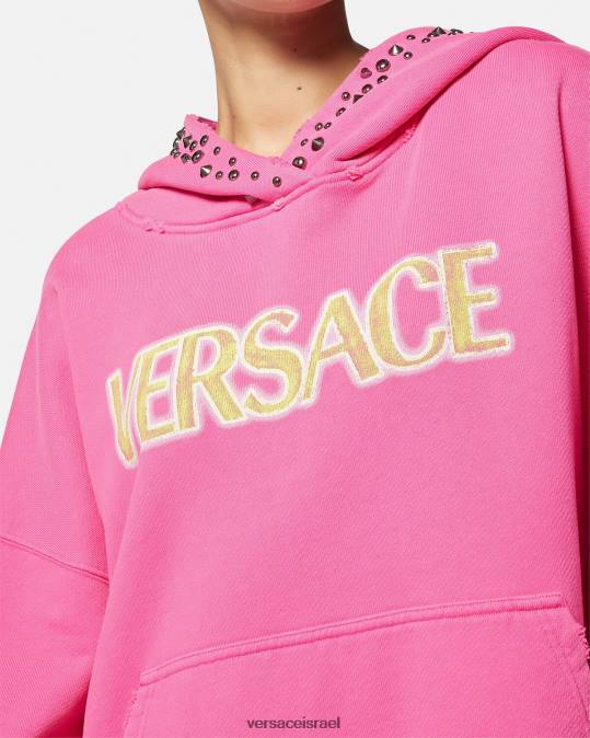 נשים Versace וָרוֹד קפוצ'ון לוגו מצוקה משובץ הַלבָּשָׁה N8T2143