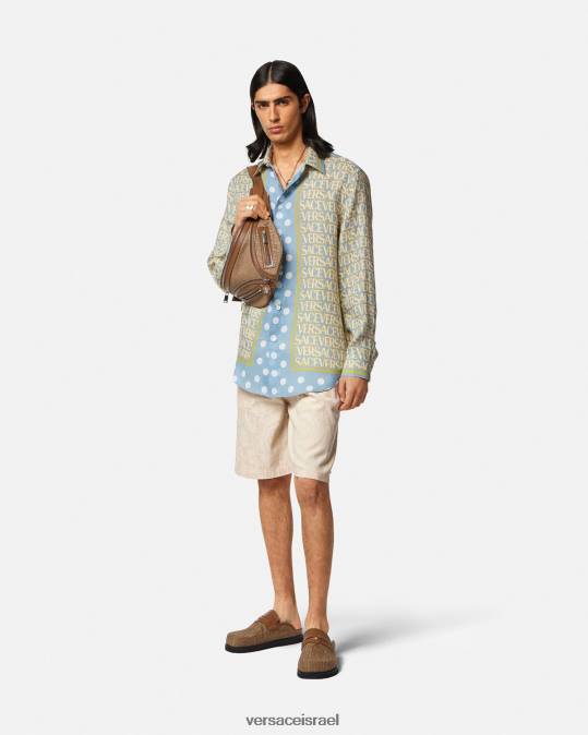 גברים Versace בז' מכנסי צ'מברי בצללית בארוקו הַלבָּשָׁה N8T21441