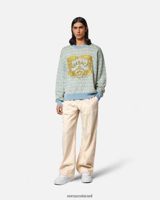 גברים Versace בז' מכנסי צ'מברי בצללית בארוק הַלבָּשָׁה N8T21442
