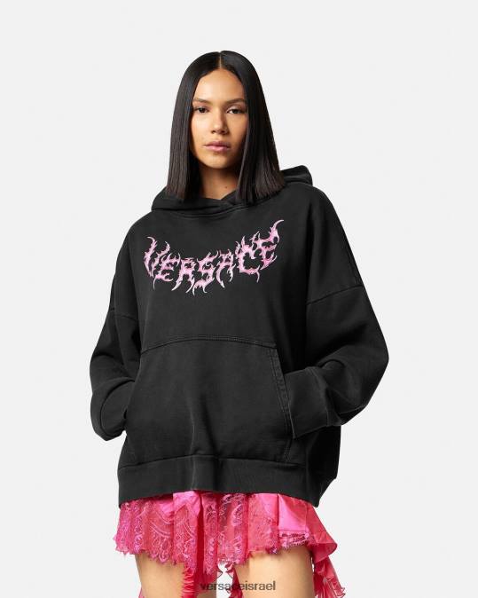 נשים Versace שָׁחוֹר קפוצ'ון לוגו הַלבָּשָׁה N8T2144