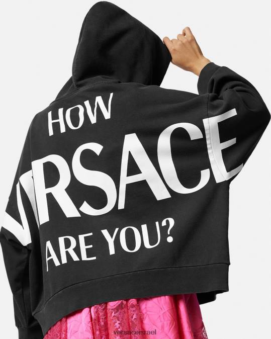 נשים Versace שָׁחוֹר קפוצ'ון לוגו הַלבָּשָׁה N8T2144