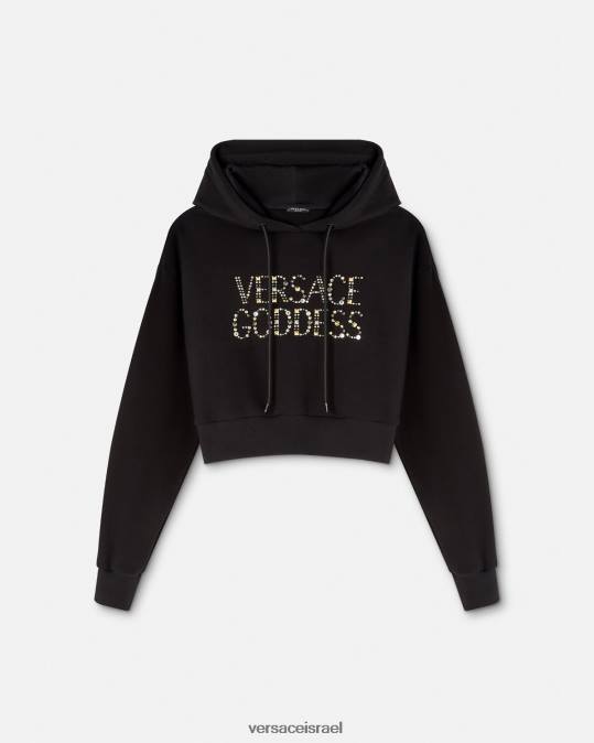 נשים Versace שָׁחוֹר קפוצ'ון קפוצ'ון משובץ האלה הַלבָּשָׁה N8T2145