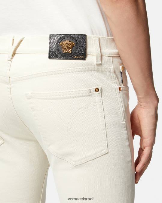 גברים Versace לבן מדוזה ג'ינס בגזרה דקיקה הַלבָּשָׁה N8T21451
