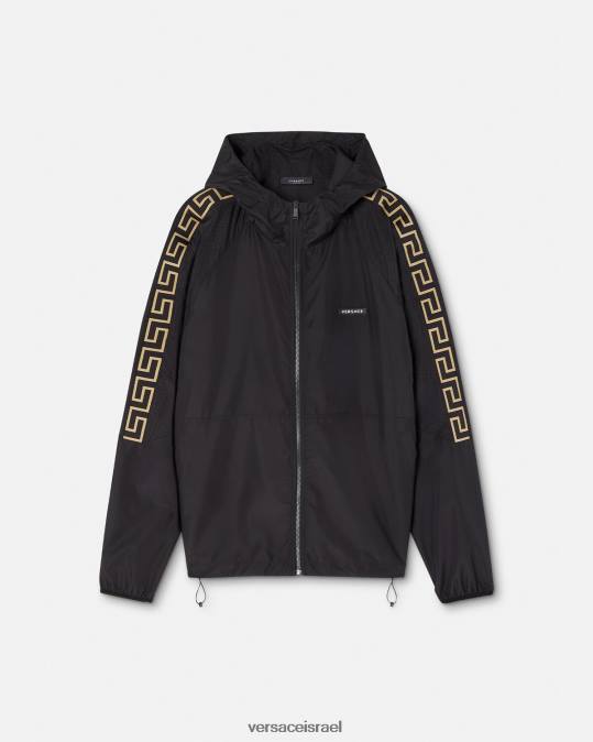 גברים Versace שָׁחוֹר מעיל ספורט ספורט גרקה ניילון הַלבָּשָׁה N8T21452