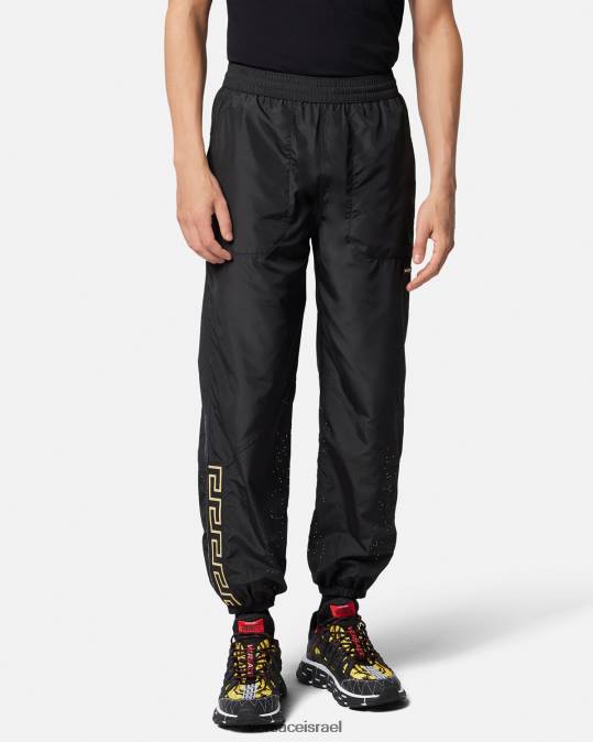 גברים Versace שָׁחוֹר מכנסי ספורט ספורט גרקה ניילון הַלבָּשָׁה N8T21453