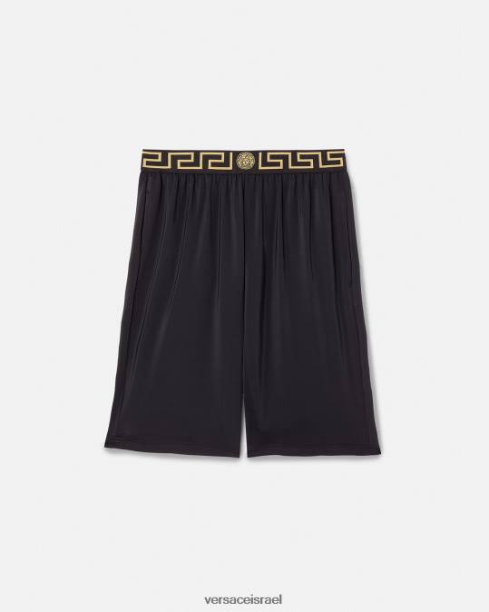 גברים Versace שָׁחוֹר מכנסי לוח קצרים עם גבולות גרקה הַלבָּשָׁה N8T21455