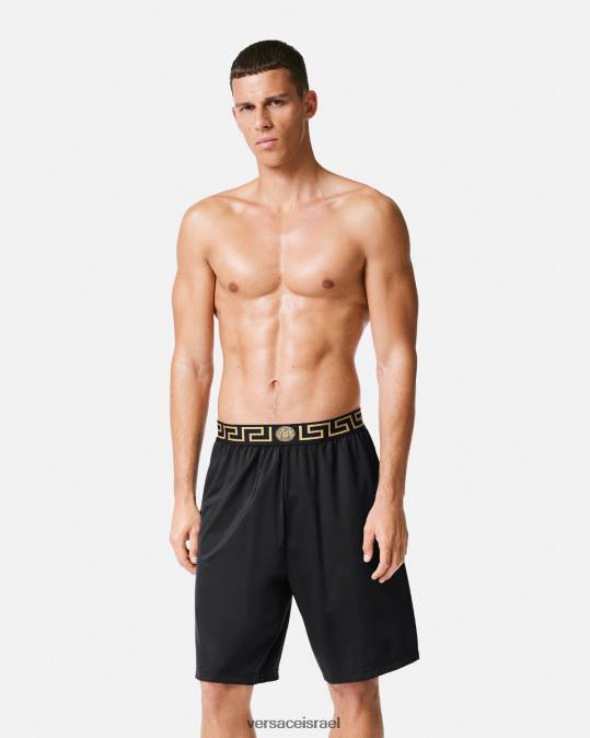 גברים Versace שָׁחוֹר מכנסי לוח קצרים עם גבולות גרקה הַלבָּשָׁה N8T21455